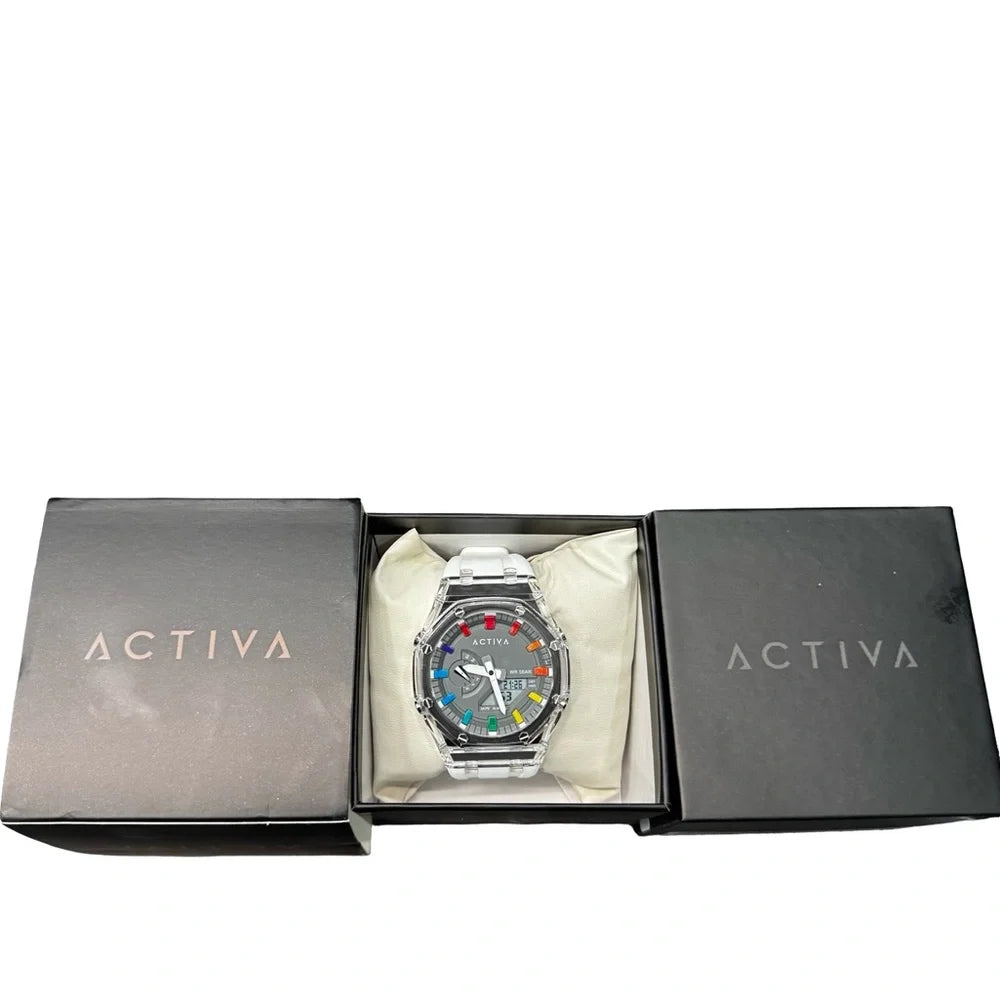 Activa x Invicta Digital Chronograph Watch 53mm White Strap BNIB Sport