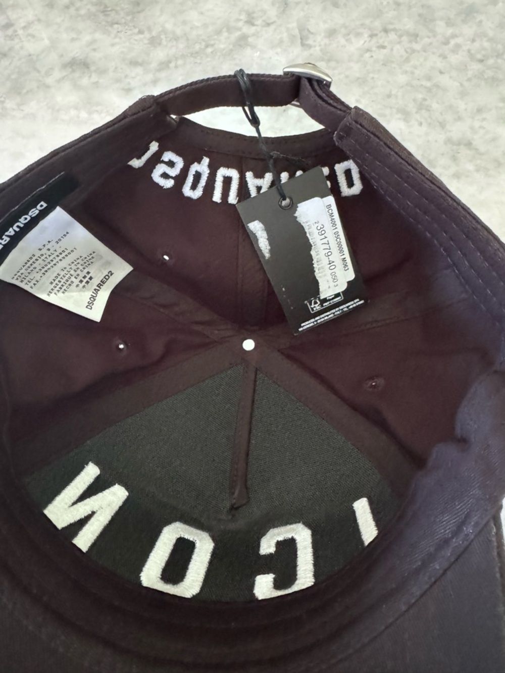 DSQUARED2 Black ICON Baseball Cap White Logo Hat BNWT
