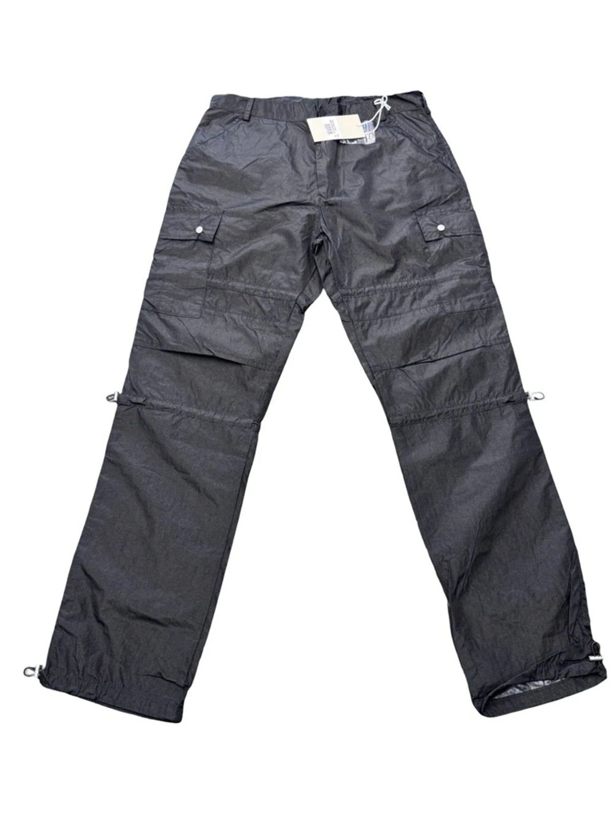 MNML Mens 32 Black Tech Cargo Pants Nylon Drawcord Utility Techwear