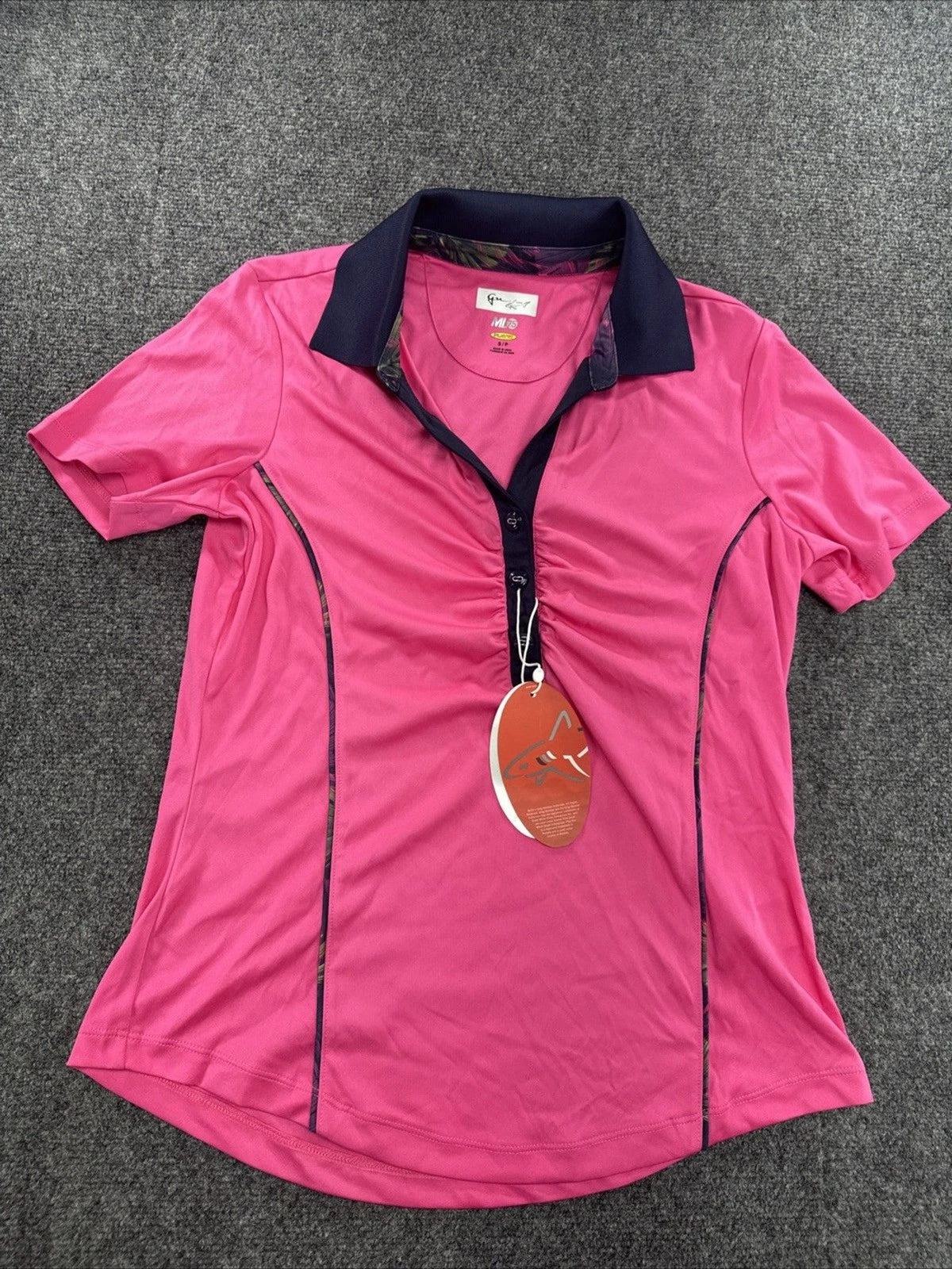 Greg Norman ML75 Play Dry Golf Polo, Women's Small, Bright Pink/Navy (NWT)