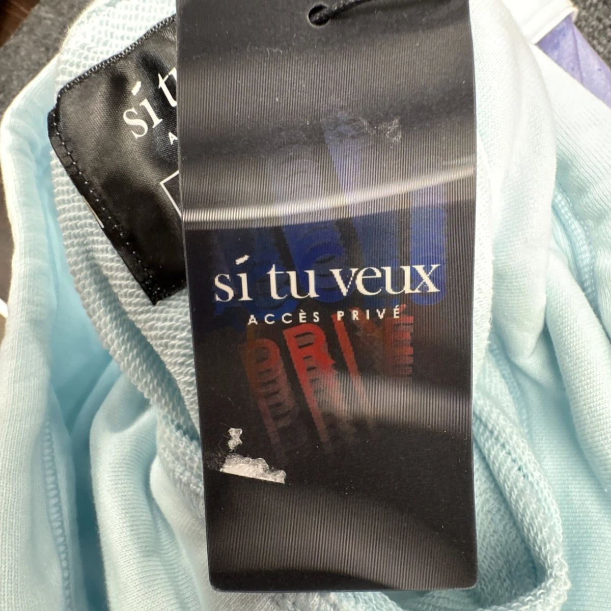 Sí Tu Veux Riviera Hoodie Men’s Large Delicate Blue Graphic Pullover NWT Luxury
