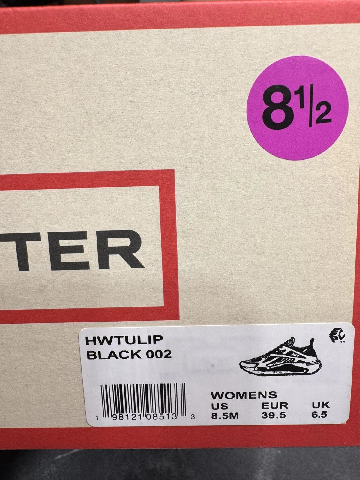 Hunter Tulip Womens Sneakers Size 8.5 Black Water Resistant Lace Up New Box