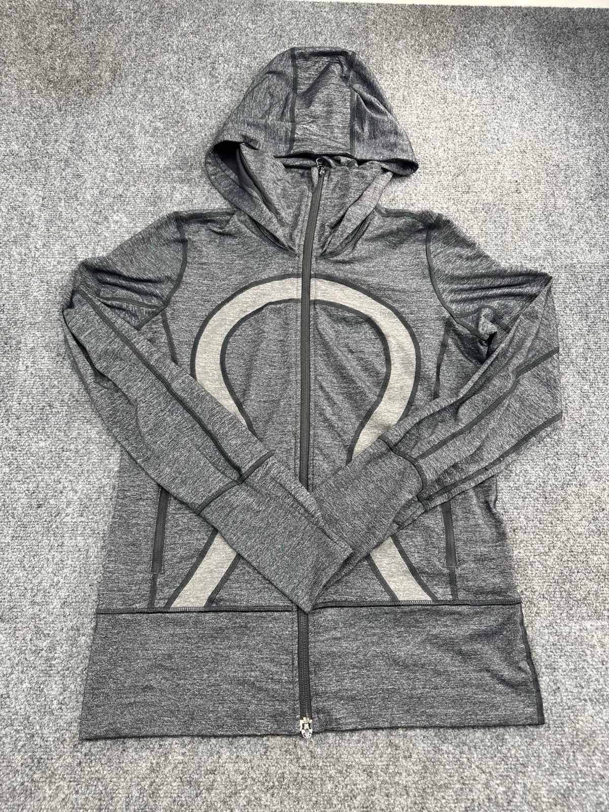 Lululemon Women's 8 Gray Scuba Full Zip Hoodie Missing Zipper Pull