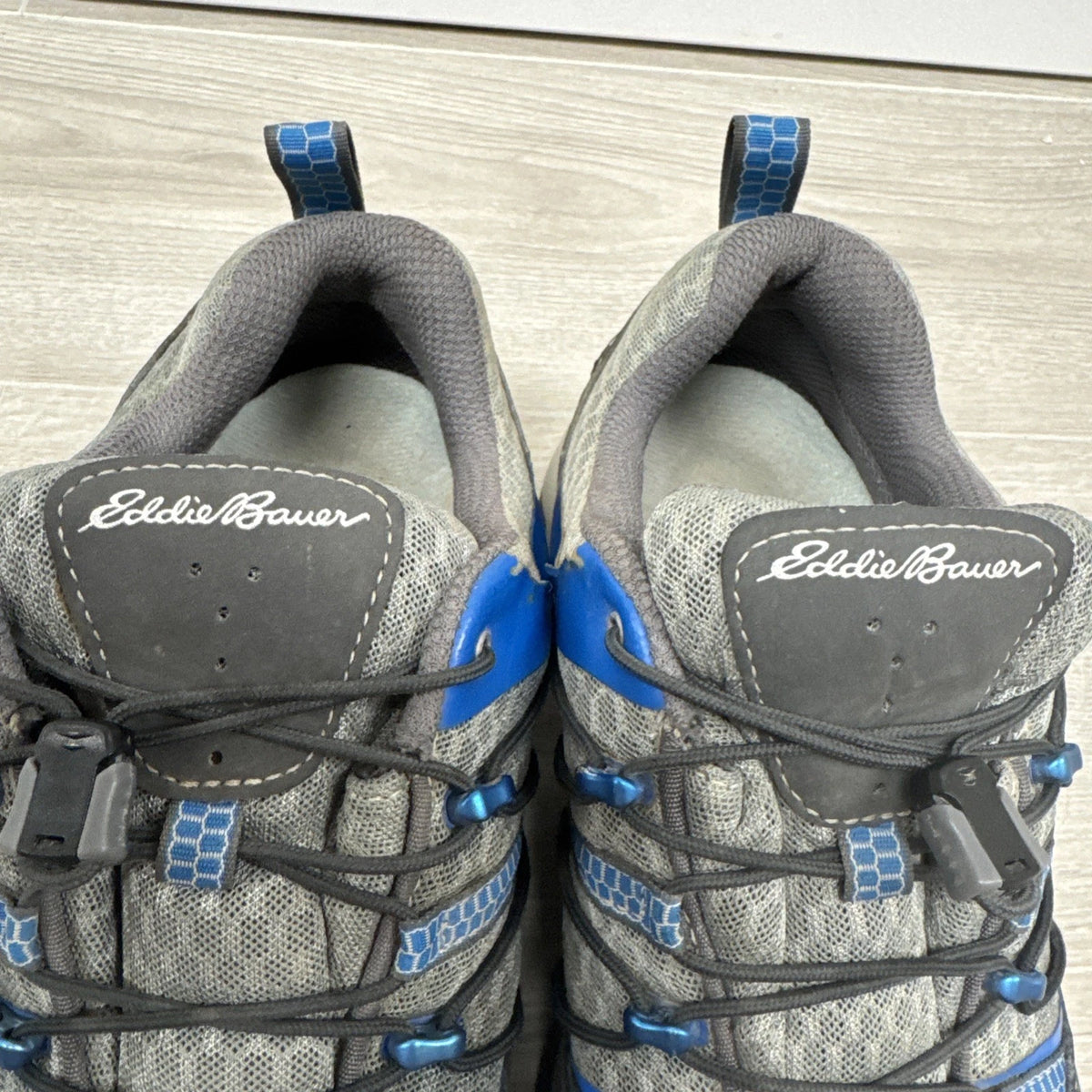 Eddie Bauer Waterproof Vibram Trail Hiking Shoes Gray Blue Men's Size 8.5