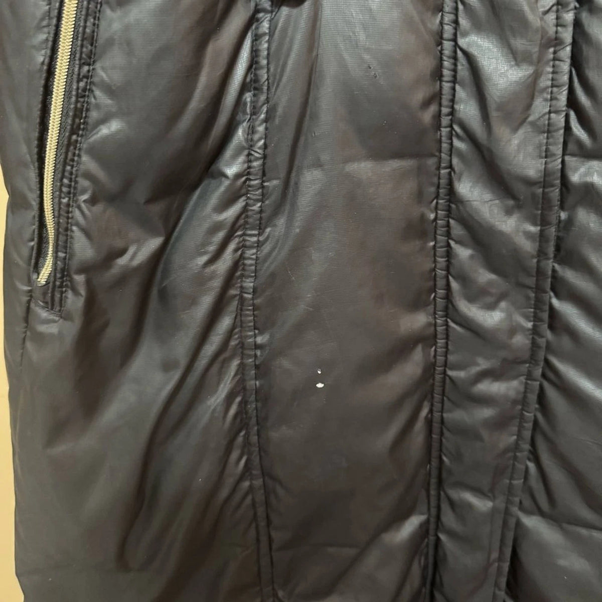 Cole Haan Down Puffer Coat Women’s S Black Detachable Hood Flawed