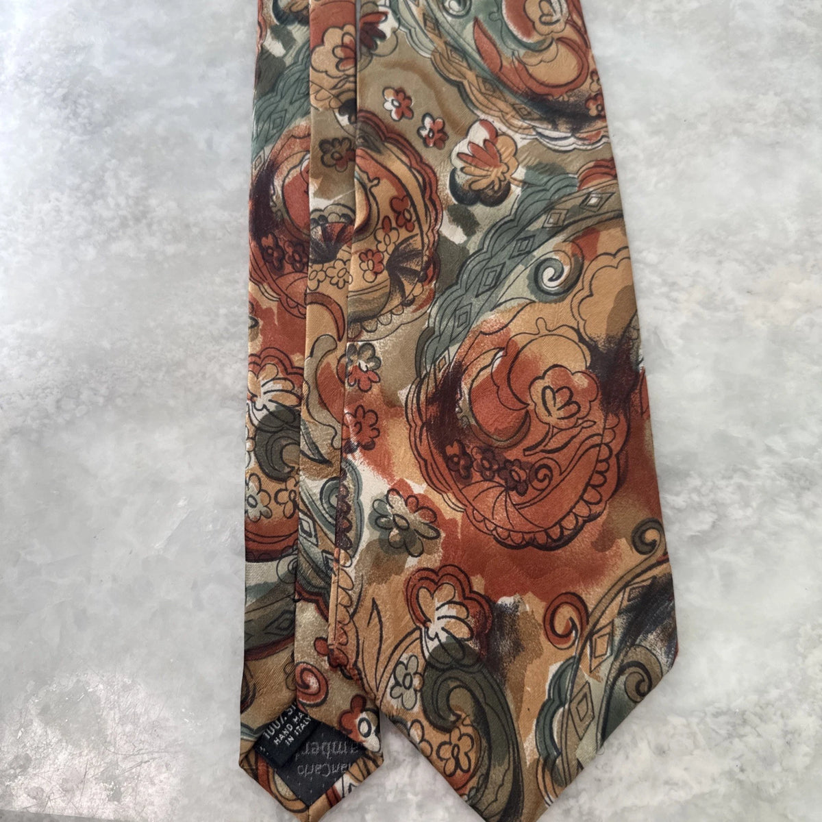 GianCarlo Lamberti 100% Silk Paisley Necktie Handmade in Italy Vintage