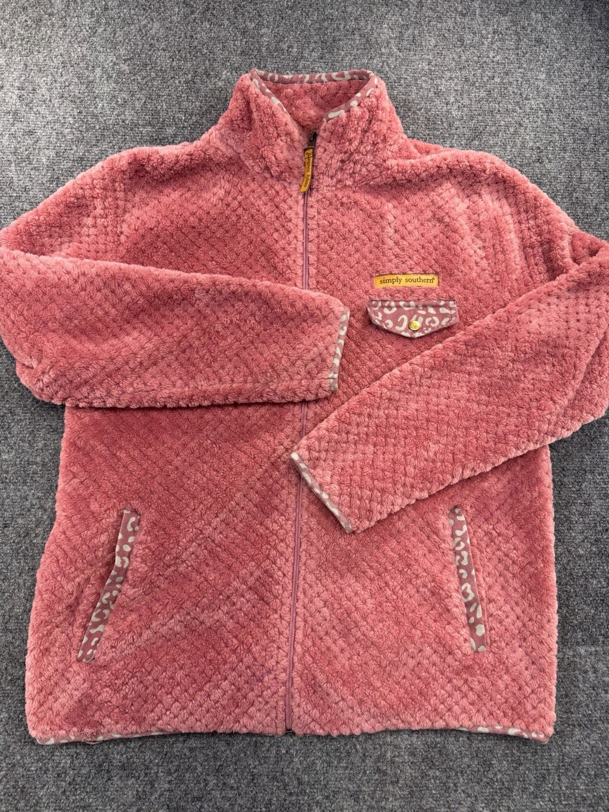 Simply Southern Womens Pink High Pile Fleece Jacket Full Zip XL