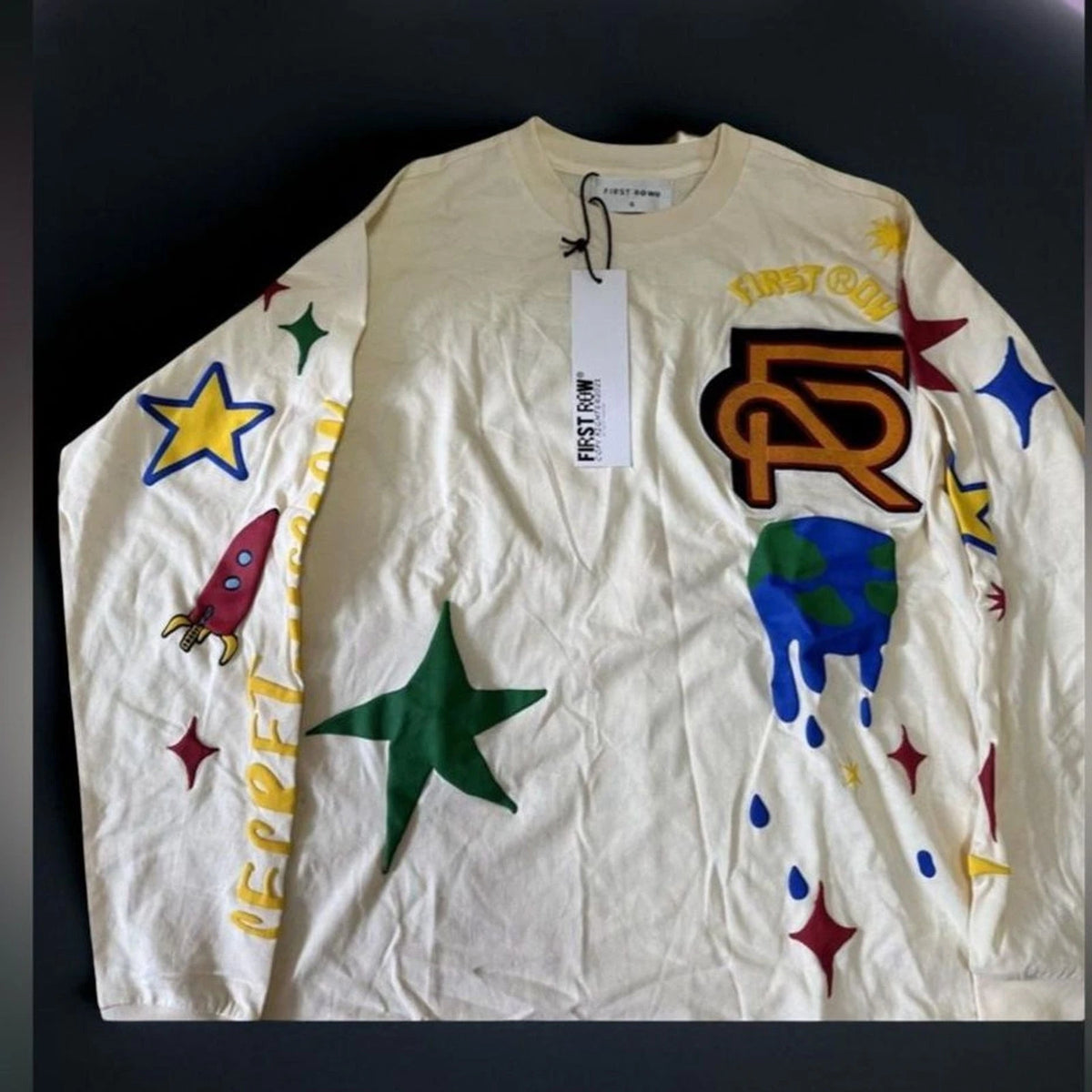 First Row Out Of This World Shirt Men's XXL Beige Graphic Long Sleeve NWT
