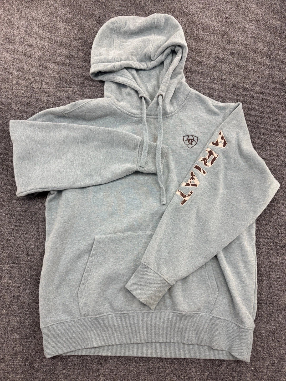 Ariat Boot Barn Cow Print Hoodie, Women's M, Blue, Embroidered Logo 10048214 - Pre-Owned