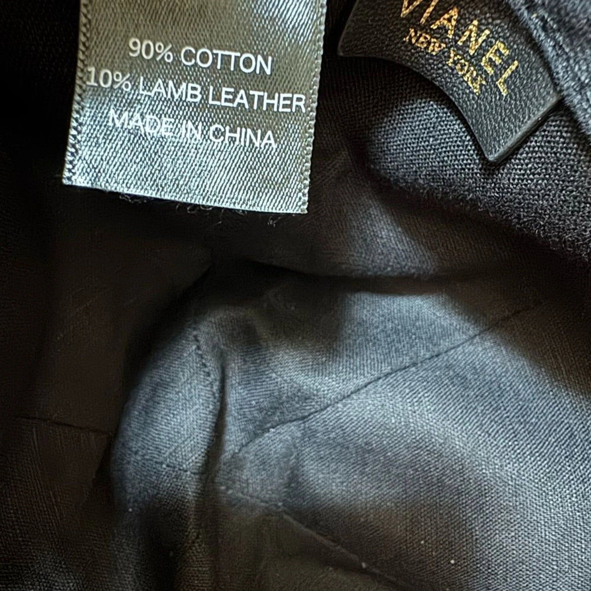 Vianel New York Lamb Leather Cap L/XL Black Snapback with Dust Bag NWOT
