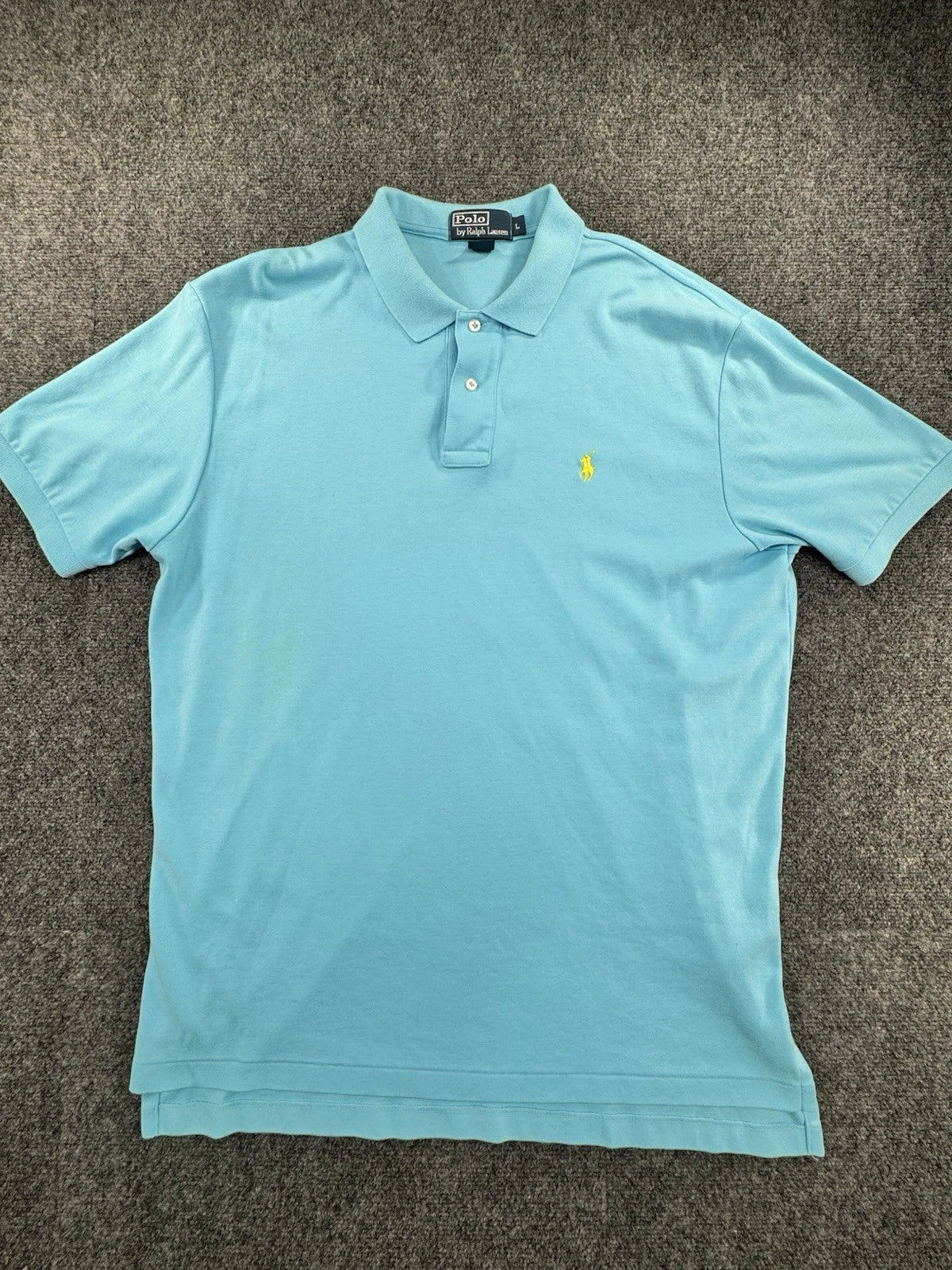 Polo Ralph Lauren Polo Shirt, Turquoise Blue, Yellow Pony, Large - Pre-Owned