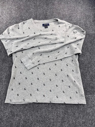 Polo Ralph Lauren Womens Long Sleeve Sleepshirt Gray Printed Size L NWOT