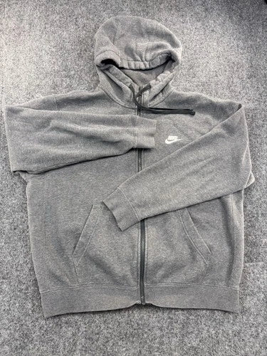 Nike Mens Full Zip Hooded Fleece Jacket Gray Size M Damaged Sleeve