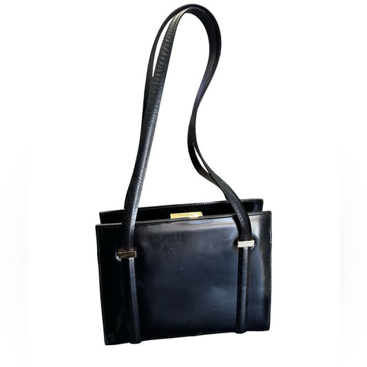 Gucci Black Leather Shoulder Bag Gold Hardware Authentic Women's Designer Bag