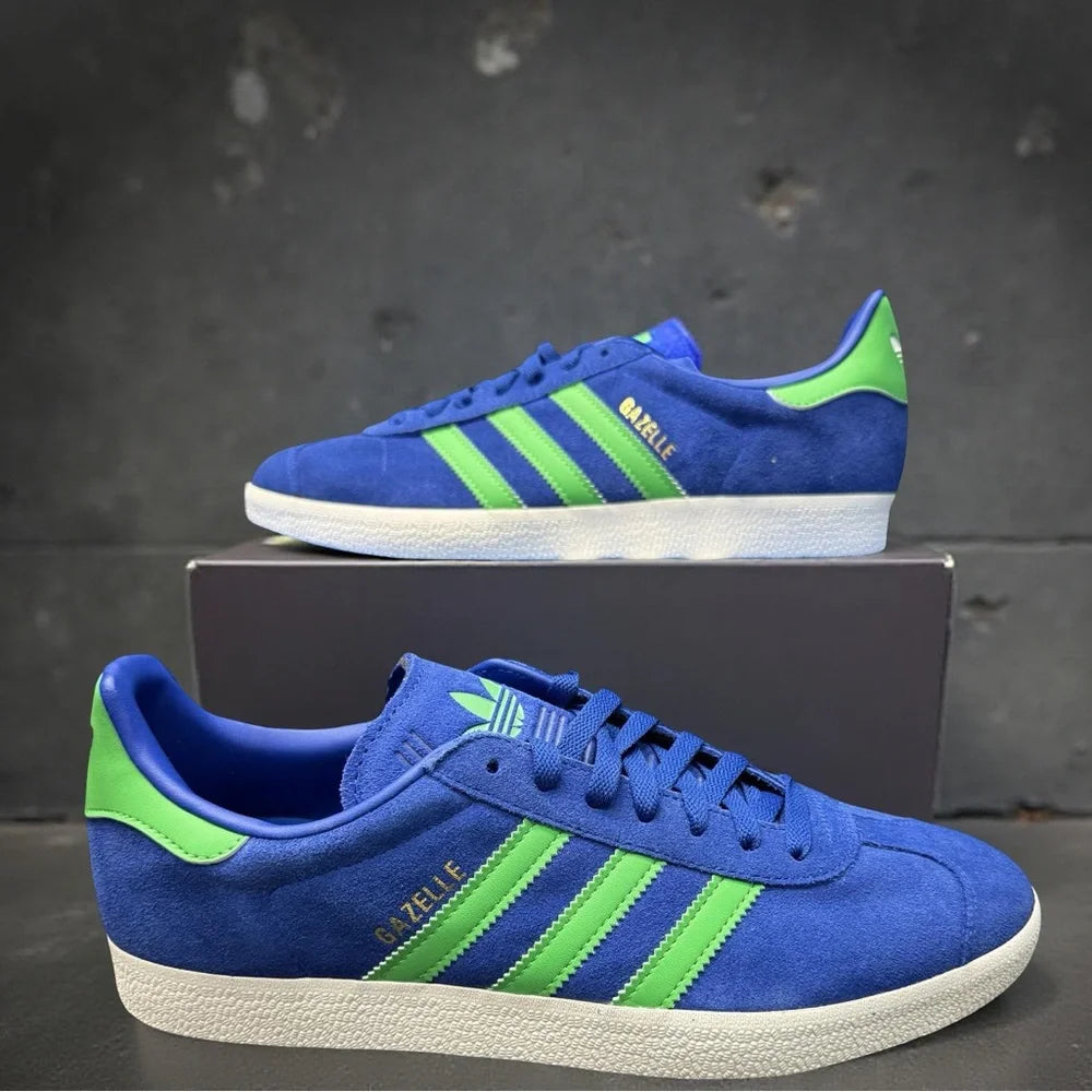 Adidas Gazelle Royal Blue Green Mens 9.5 BNIB Suede Classic Retro Sneakers
