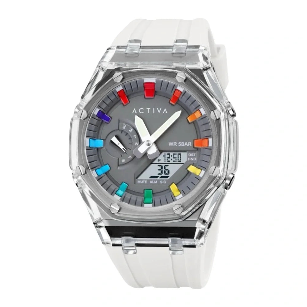 Activa x Invicta Digital Chronograph Watch 53mm White Strap BNIB Sport