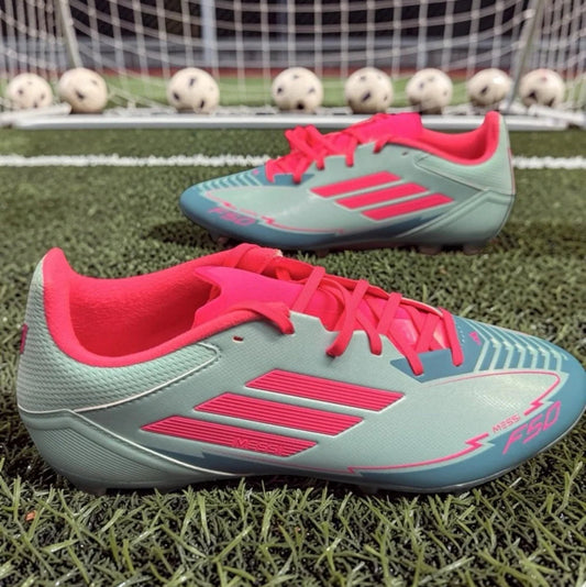 Adidas F50 League Messi FG MG Cleats Mens 10.5 Flash Aqua Soccer Boots BNWOB