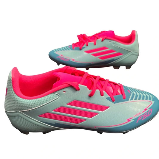 Adidas F50 League Messi FG MG Cleats Mens 10.5 Flash Aqua Soccer Boots BNWOB
