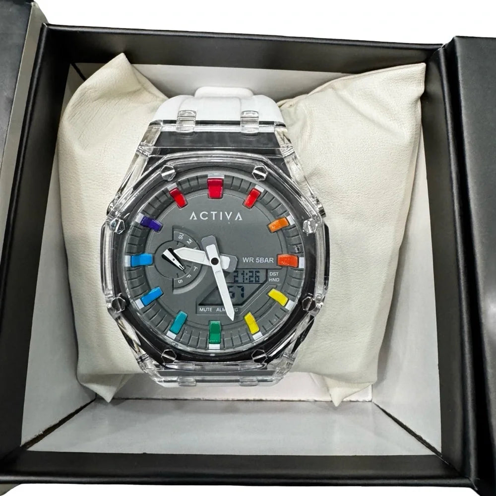 Activa x Invicta Digital Chronograph Watch 53mm White Strap BNIB Sport