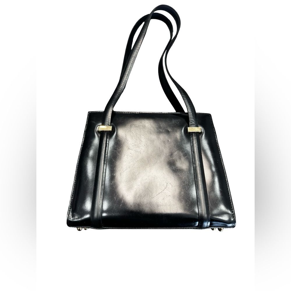 Gucci Black Leather Shoulder Bag Gold Hardware Authentic Women's Designer Bag