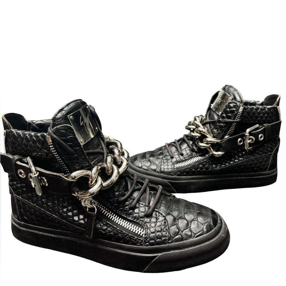 Giuseppe Zanotti Croc Chain High Top Sneakers Men’s 39 Black Italy Luxury