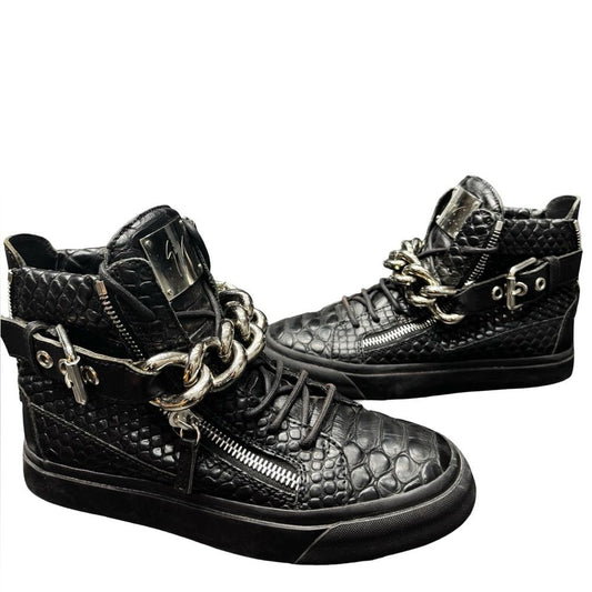 Giuseppe Zanotti Croc Chain High Top Sneakers Men’s 39 Black Italy Luxury