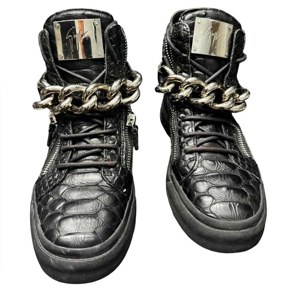 Giuseppe Zanotti Croc Chain High Top Sneakers Men’s 39 Black Italy Luxury