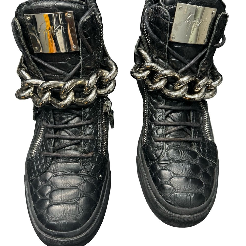 Giuseppe Zanotti Croc Chain High Top Sneakers Men’s 39 Black Italy Luxury