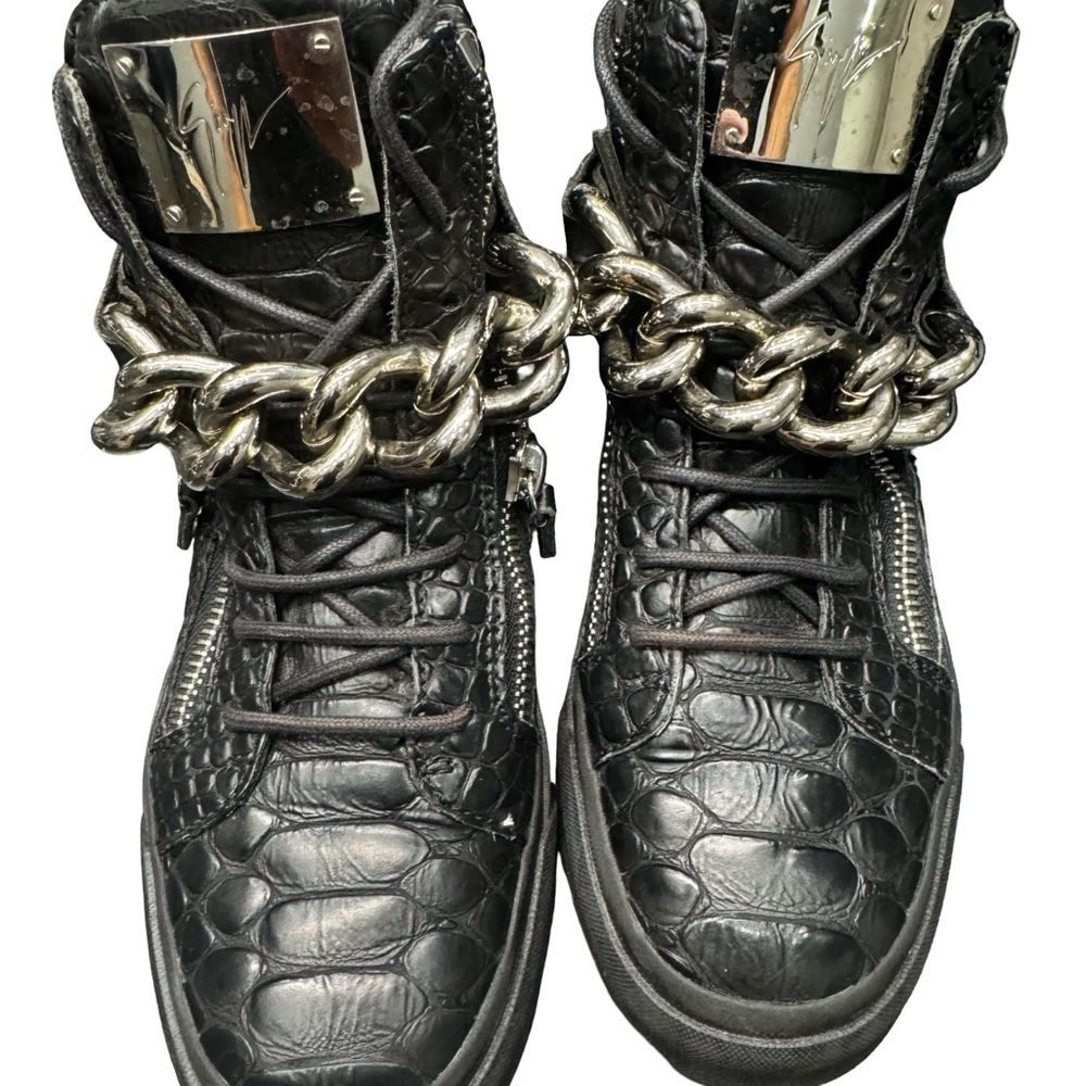 Giuseppe Zanotti Croc Chain High Top Sneakers Men’s 39 Black Italy Luxury