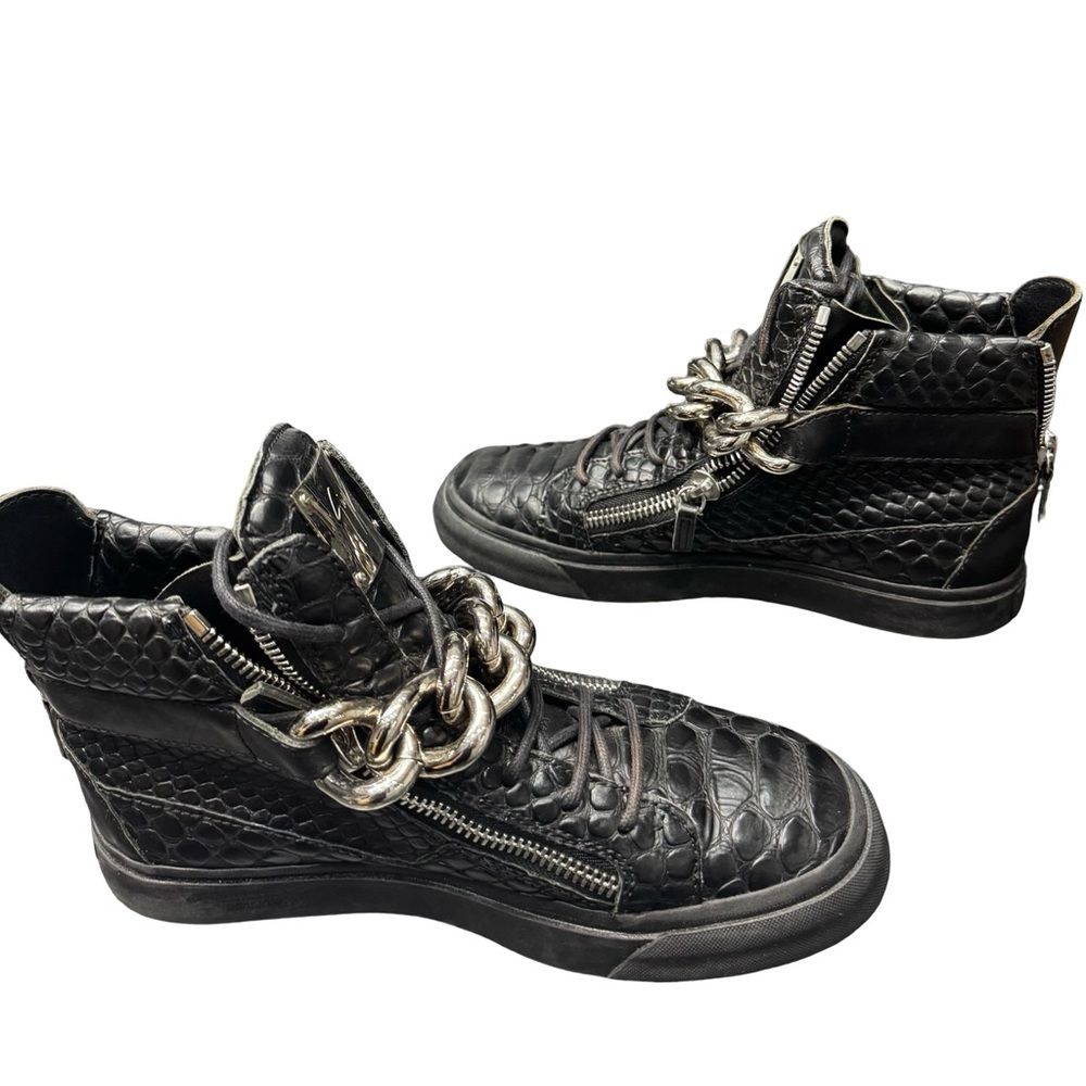 Giuseppe Zanotti Croc Chain High Top Sneakers Men’s 39 Black Italy Luxury