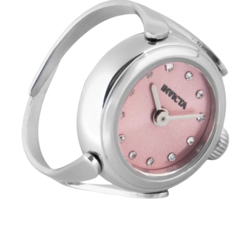 Invicta Angel Mini Ring Watch Ladies 17.5mm Quartz Stainless Steel Crystals Pink