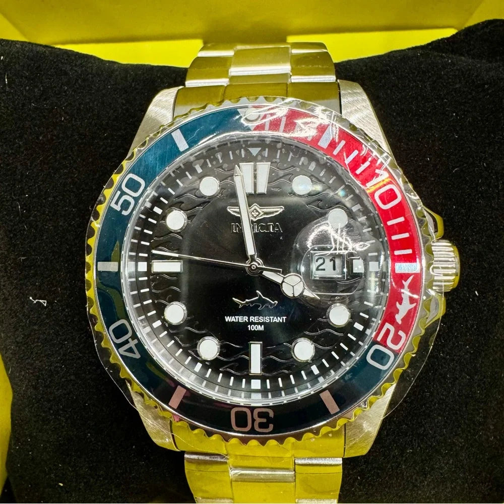Invicta Pepsi Diver 43mm Black Dial Steel Watch Mens Quartz BNIB New Box