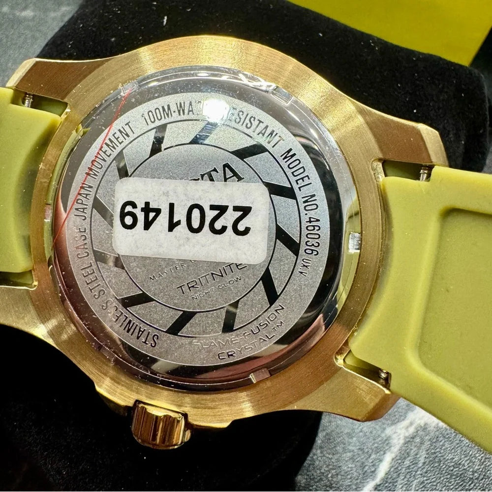 Invicta Pro Diver 46036 Mens Watch 50mm Gold Camo Dial Quartz BNIB Strap