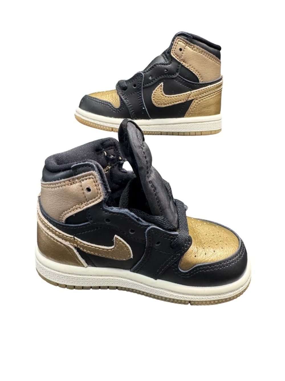 Nike Air Jordan 1 Retro High Toddler 6C Black Gold Deadstock Kids Sneakers