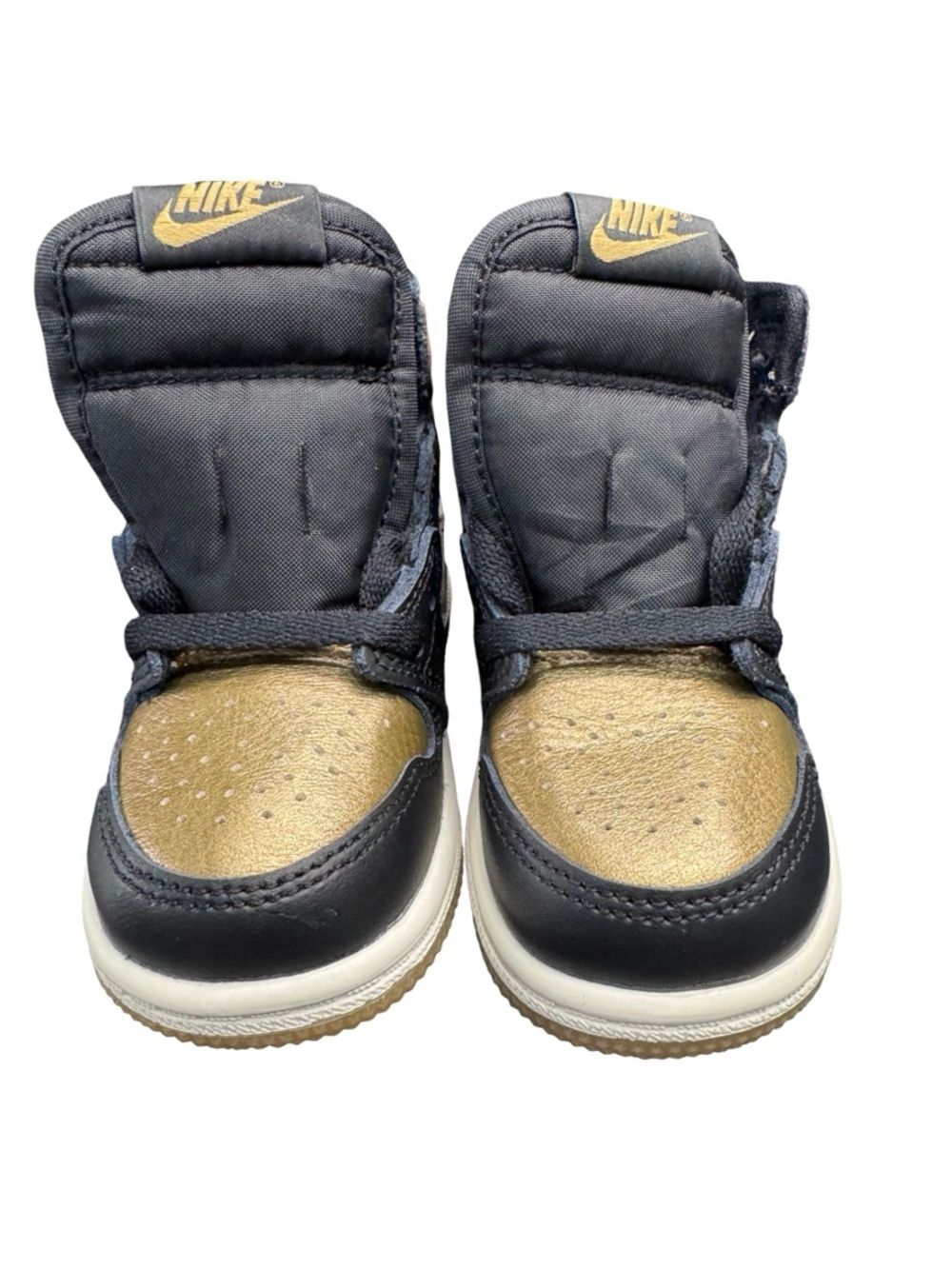 Nike Air Jordan 1 Retro High Toddler 6C Black Gold Deadstock Kids Sneakers