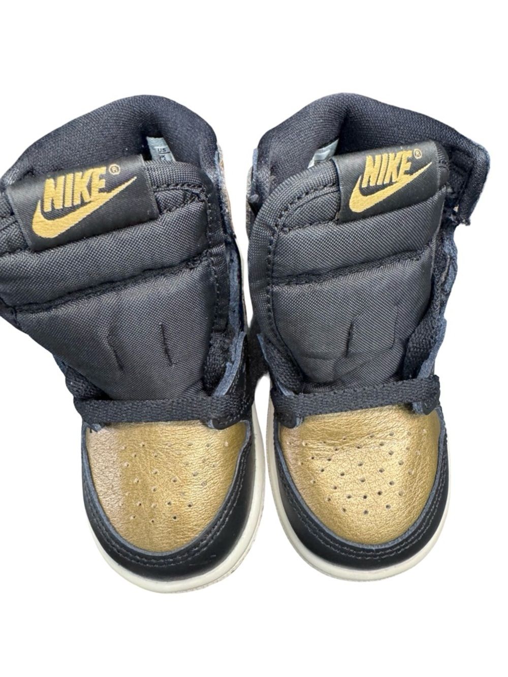 Nike Air Jordan 1 Retro High Toddler 6C Black Gold Deadstock Kids Sneakers