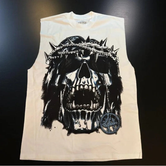 Lost Hills Jesus Crown White Sleeveless Tank Top Mens L Streetwear Cut Off BNWOT