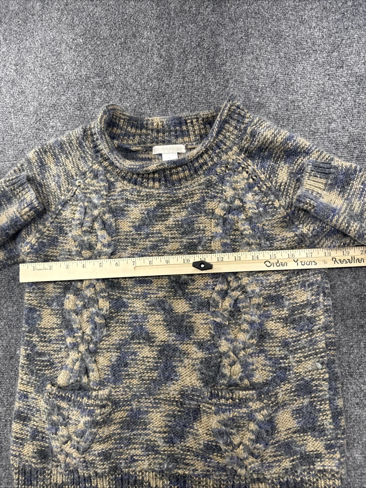 Design History Wool Blend Cable Knit Sweater Women’s L Pockets Marled Cozy