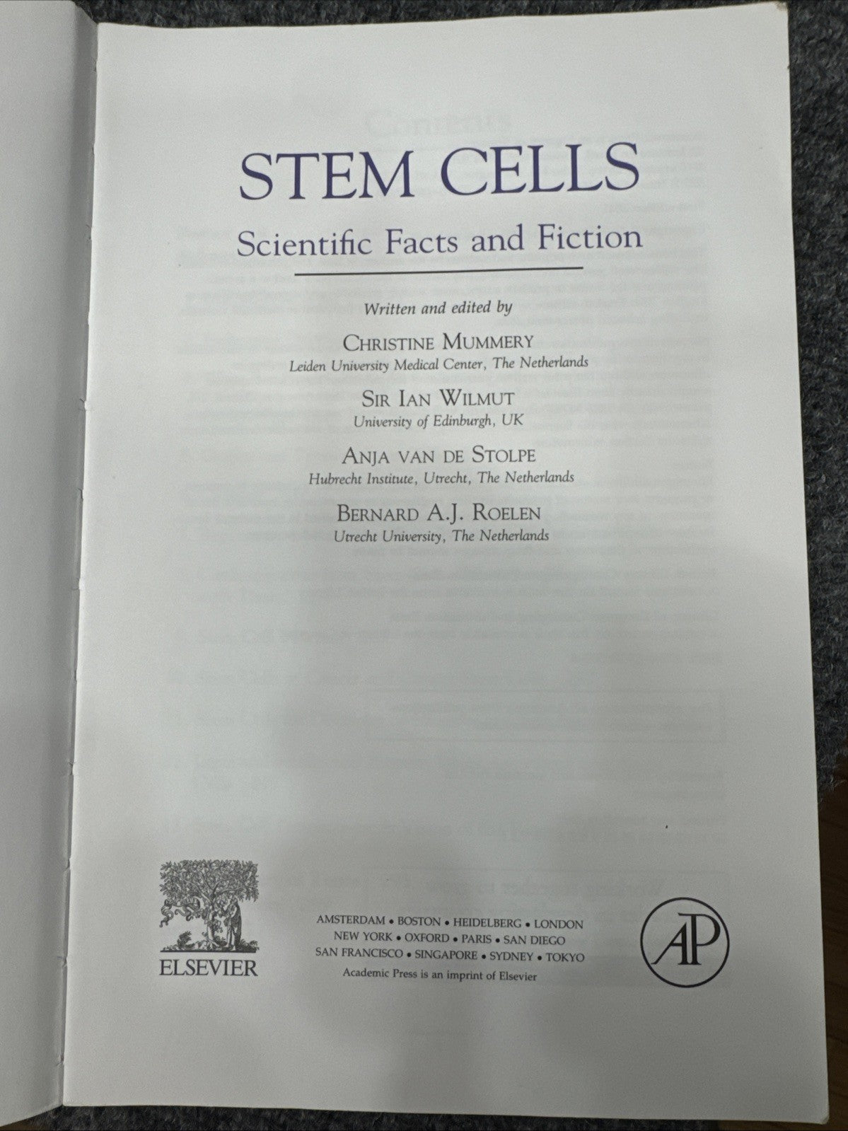 Stem Cells Scientific Facts and Fiction Mummery Wilmut Hardcover Biology Book