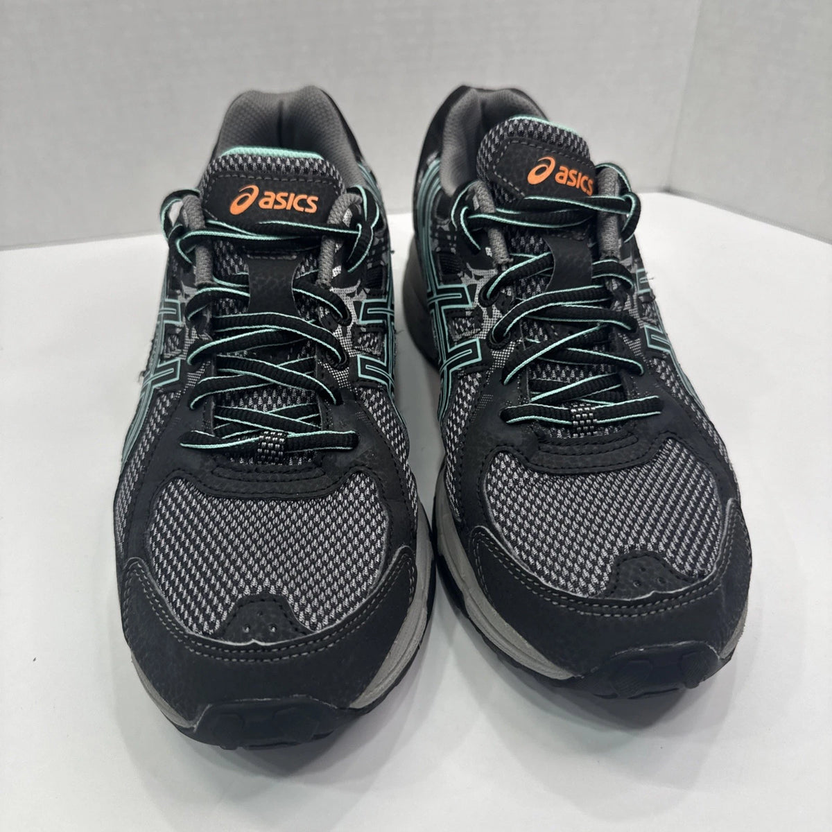 ASICS Gel Venture 6 Women's 9 Black Teal Orange Trail Shoes T7G6Q