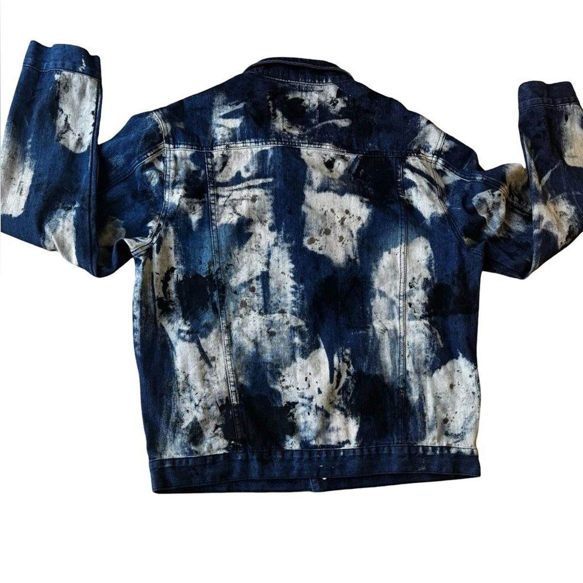 Lion Dynasty Paint Splatter Denim Jacket Men’s XXL Blue Streetwear