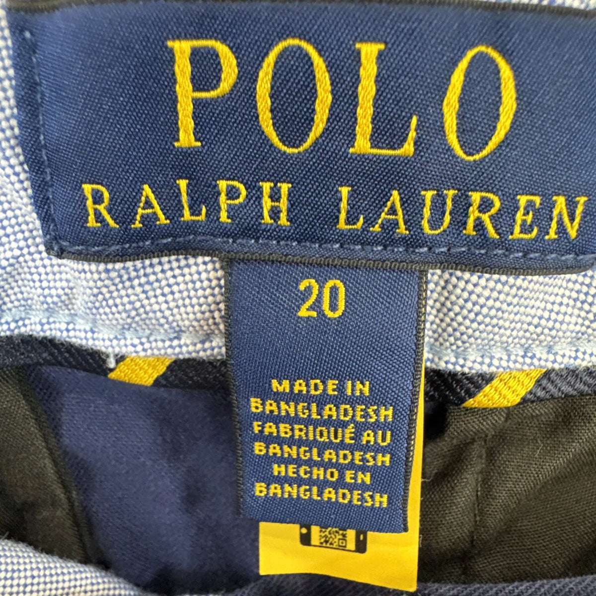 Polo Ralph Lauren Boys 20 Navy Blue Flat Front Chino Shorts Preppy