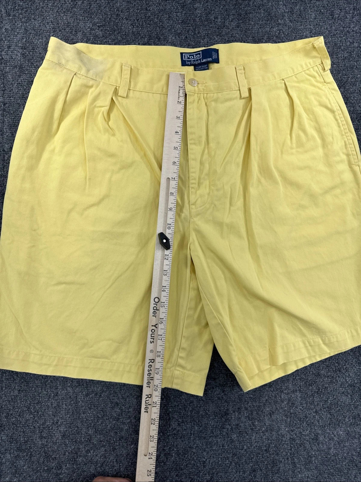 Polo Ralph Lauren Tyler Shorts Mens 38 Yellow Pleated Chino 100% Cotton VTG
