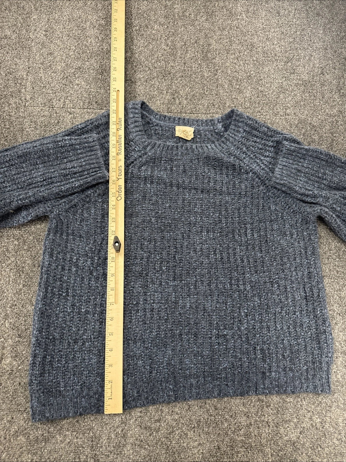 Andrea Jovine Wool Blend Knit Sweater Gray Crew Neck Cozy Quiet Luxury XL