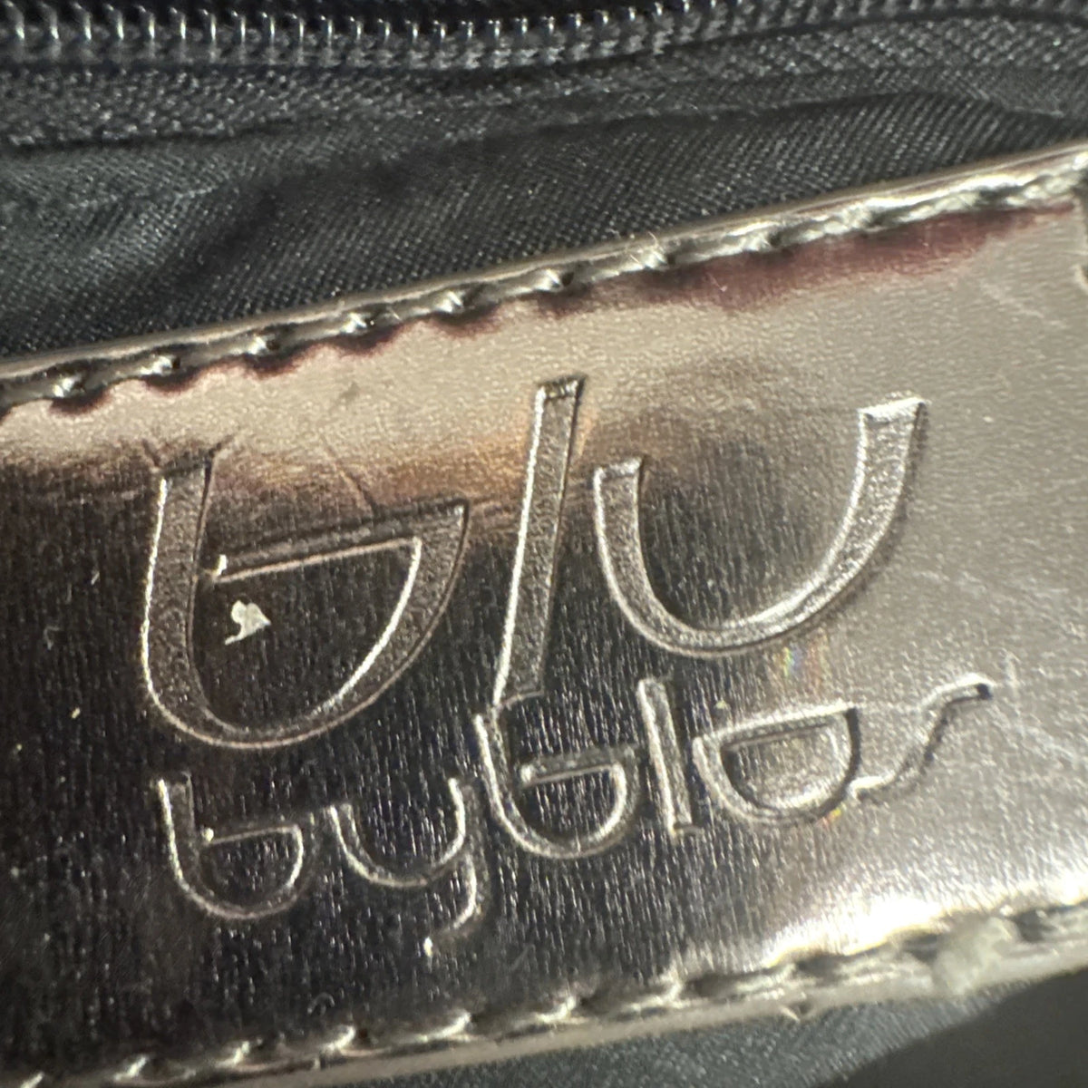 Byblos Y2K Monogram Shoulder Bag Black Jacquard Patent Leather Logo Purse