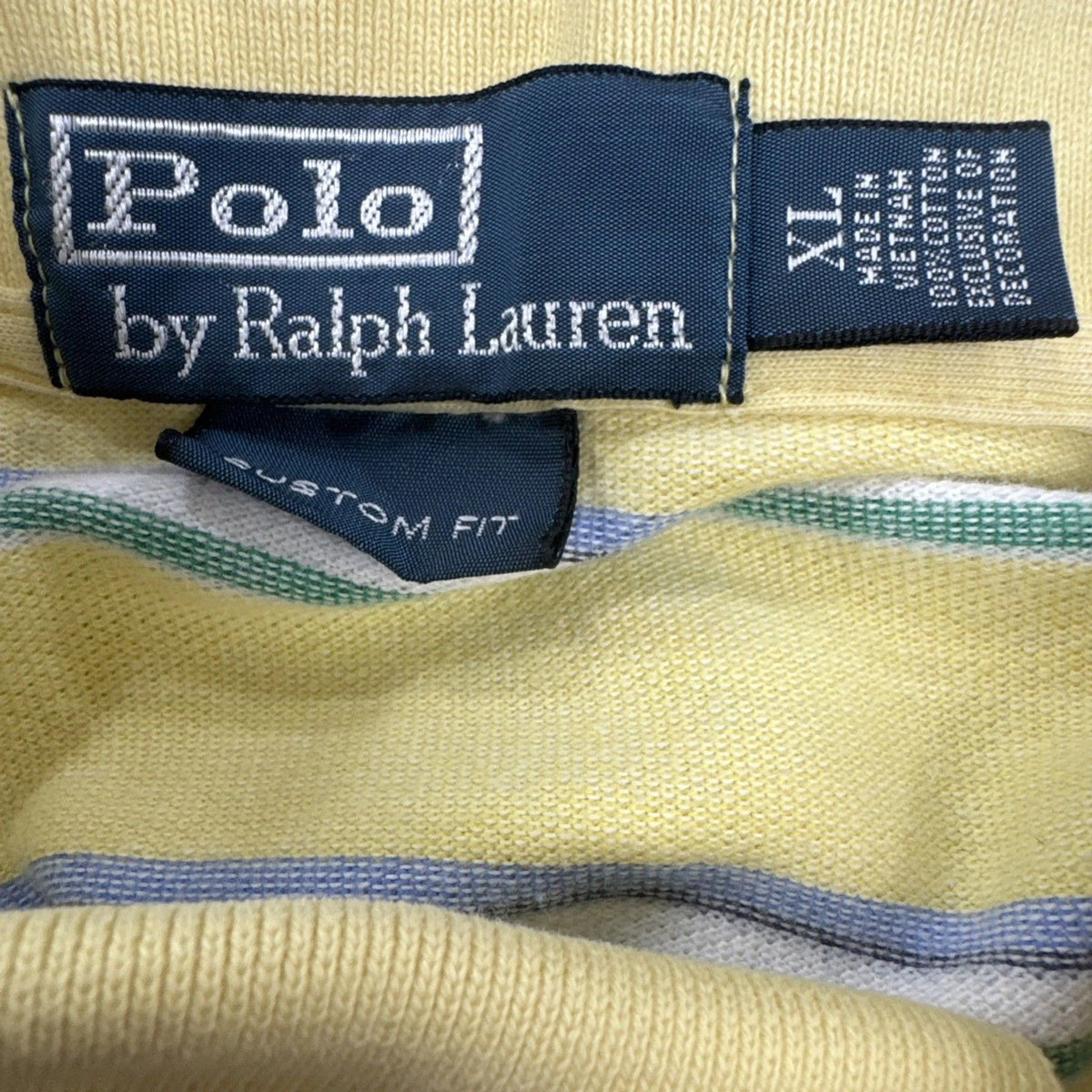 Polo Ralph Lauren Custom Fit Polo Shirt Mens XL Yellow Striped Pony Logo