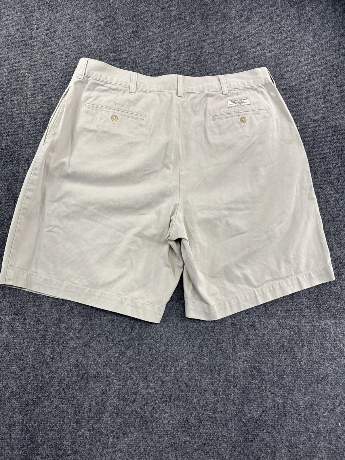 Polo Ralph Lauren Tyler Shorts Mens 38 Khaki Pleated Chino 100% Cotton
