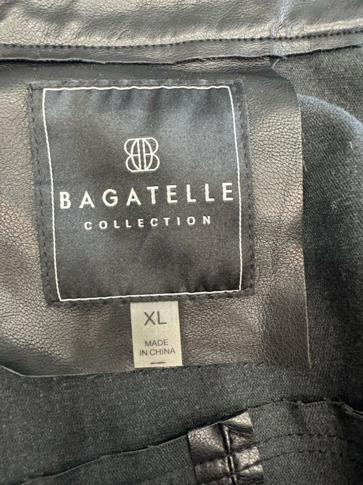 Bagatelle Black Faux Leather Coat Womens XL Snap Front Long Jacket EUC