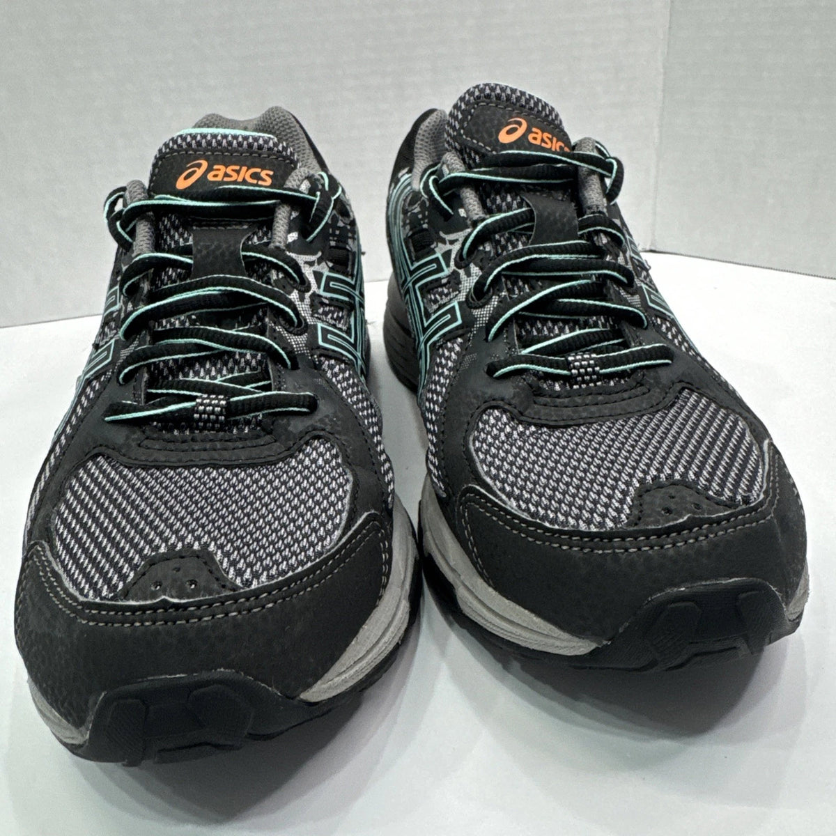 ASICS Gel Venture 6 Women's 9 Black Teal Orange Trail Shoes T7G6Q