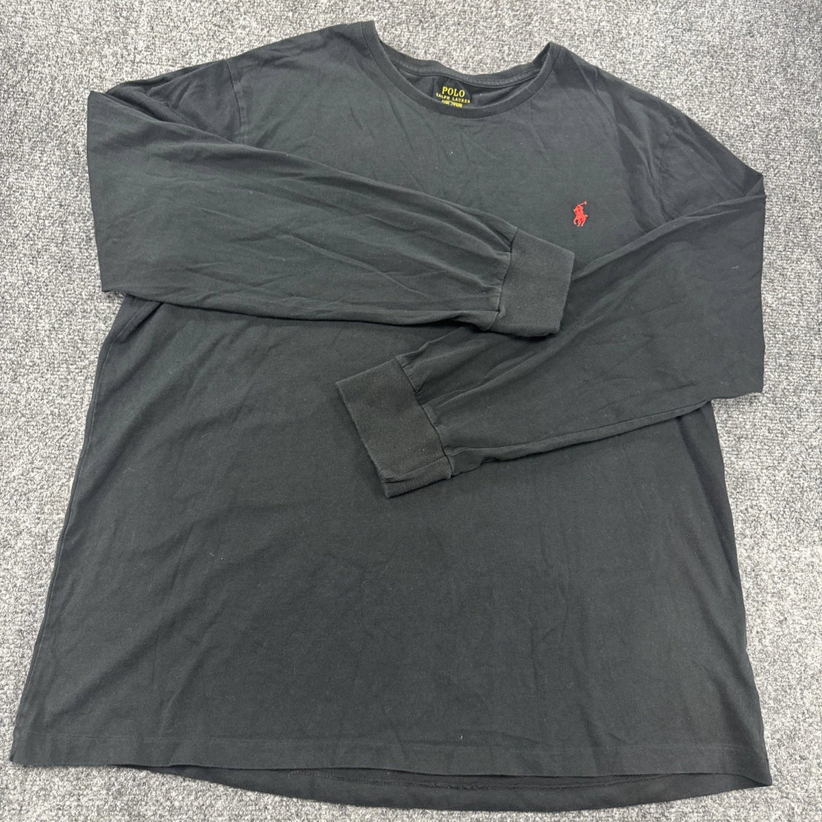 Polo Ralph Lauren Long Sleeve T-Shirt Men's XXL Black Custom Fit Red Pony